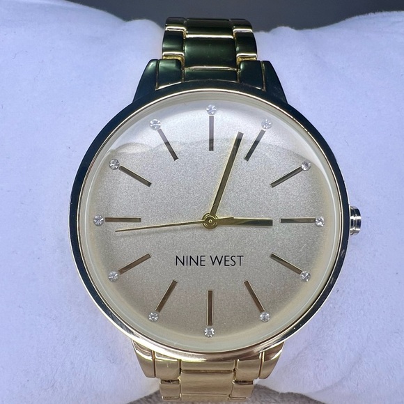 Nine West | Women's Crystal Accented Bracelet Watch - Picture 8 of 8